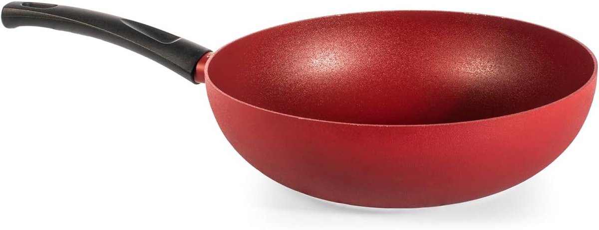 Wok Pan - Koekenpan Wok - Oosters Koken - Ruwe Anti-aanbaklaag - 28 cm - Rood