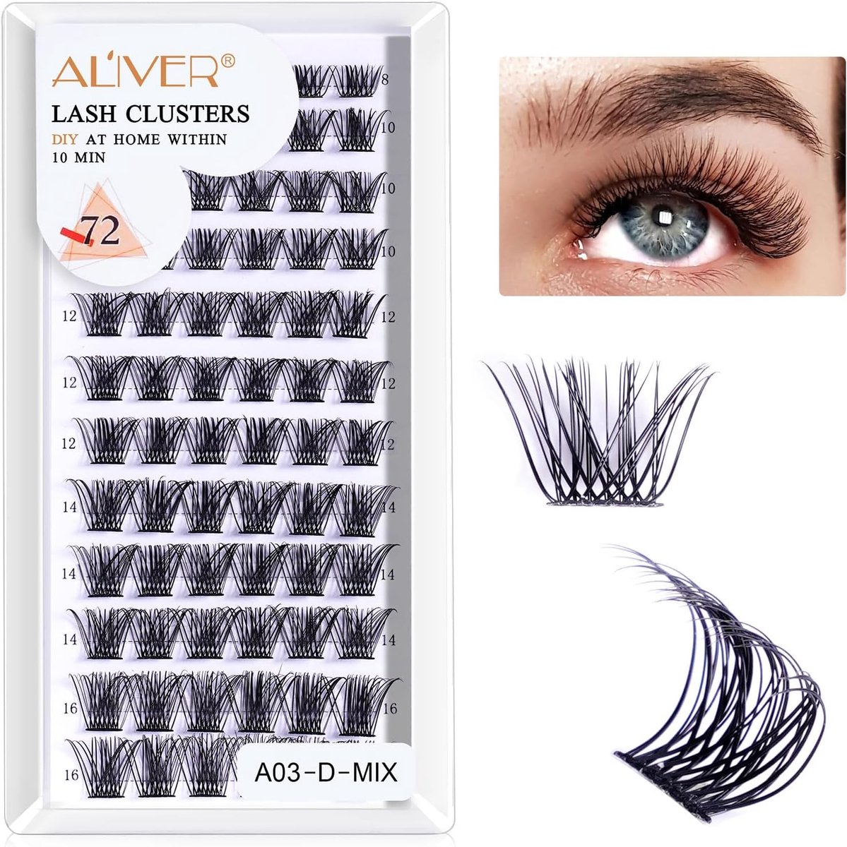 SnelShoppen - Wimperextensions, Individuele Wimpers voor Beginners, 72 Stuks, Krul Mix 8-16 mm, DIY Wimperclusters voor Thuisgebruik, Herbruikbare Wim