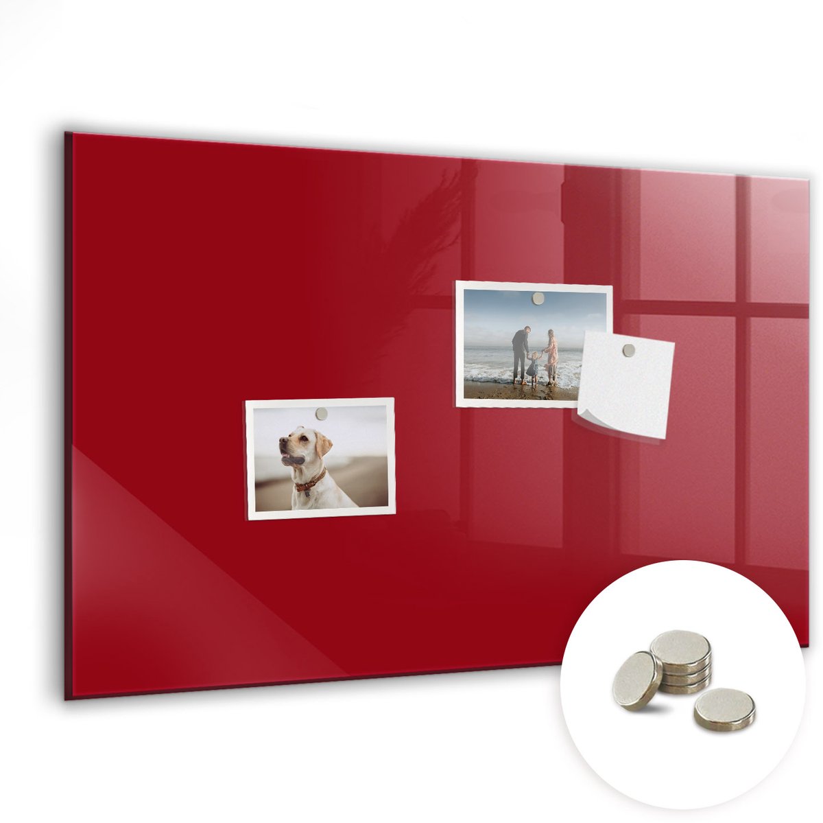 Coloray Glazen Magneetbord - Magnetisch Bord Rode kleur - 60x40 cm - Rood Magneetbord - Magnetic Board - Woonkamer Decoratie