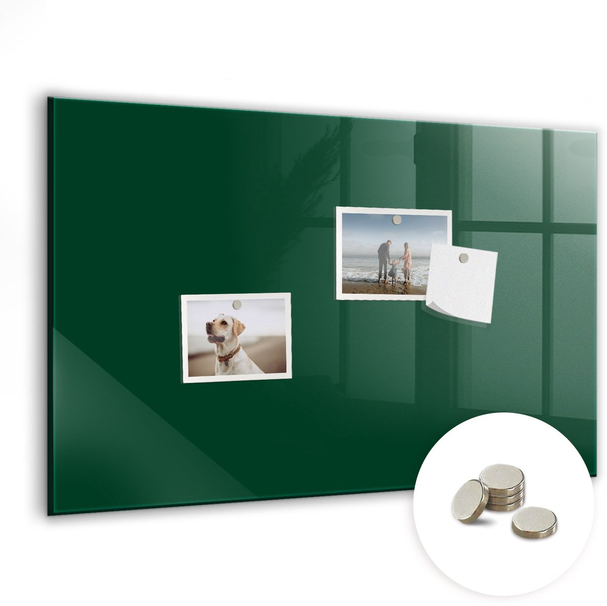 Coloray Glazen Magneetbord - Magnetisch Bord Kleur: flesgroen - 60x40 cm - Groente Magneetbord - Magnetic Board - Memobord