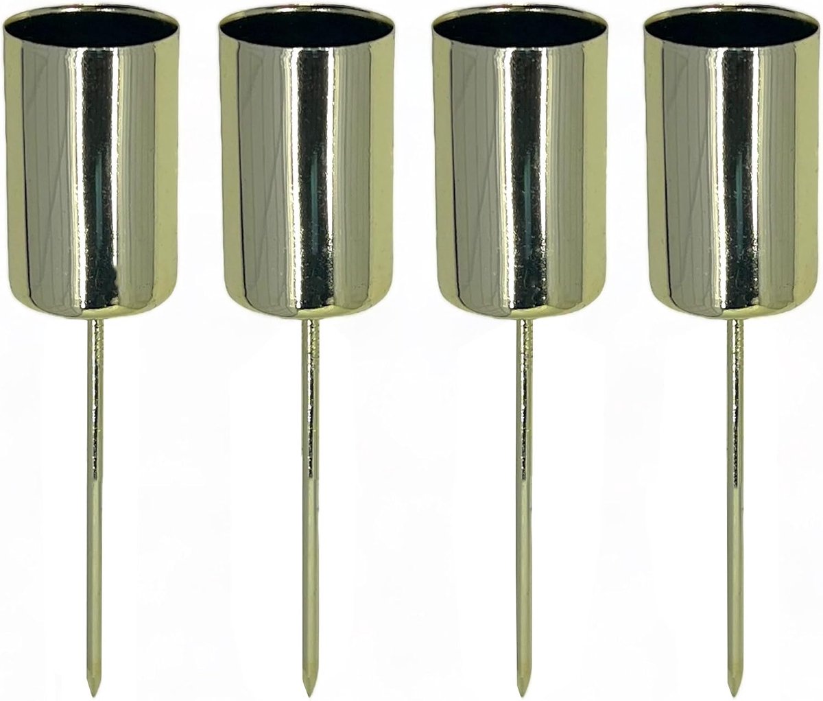 SnelShoppen - Set van 4 Stijlvolle Adventskaarsenhouders met Metalen Pin - Kaarsenhouder voor Steekaarsen, Perfect voor Adventskrans en Adventboeket v