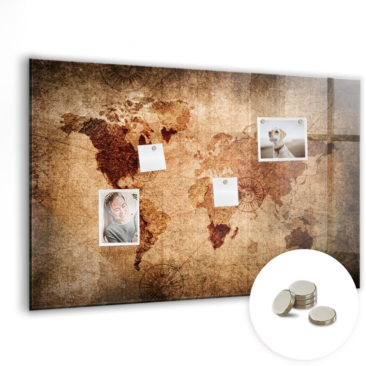 Coloray Glazen Magneetbord - Magnetisch Bord Pannenkoeken - 90x60 cm - Bruin Magneetbord - Magnetic Board - Woonkamer Decoratie