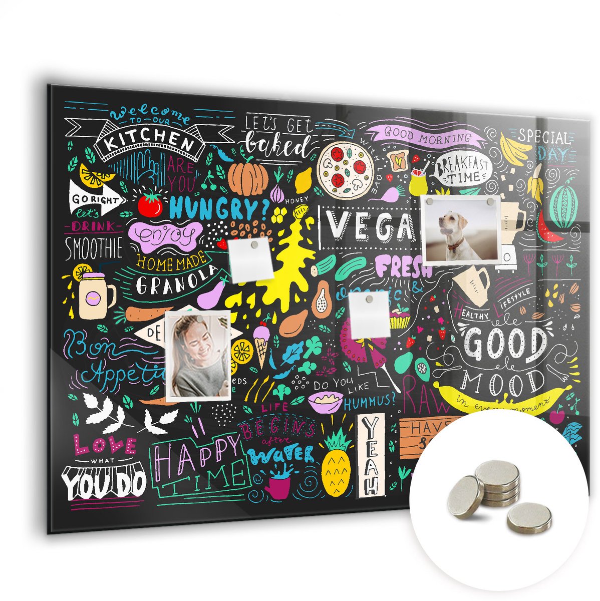 Coloray Glazen Magneetbord - Magnetisch Bord Glazen wijn - 100x70 cm - Veelkleurig Magneetbord - Magnetic Board - Keuken Decoratie