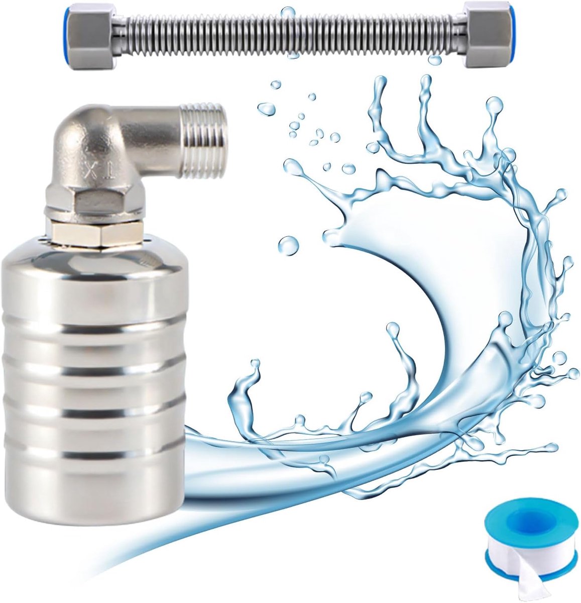 SnelShoppen - Automatische Waterniveau Controle Floatschakelaar - 304 RVS Drijvende Ventiel 1/2" Zij-inlaat + 30cm Balg - Betrouwbaar, Duurzaam en Vei
