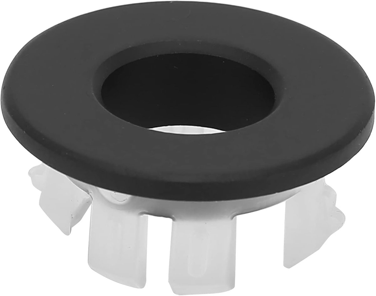 SnelShoppen - Ronde Afvoerplug Badkamer Wastafelafvoer Deksel - Hoogwaardige Messing - Zwart - Decoratie voor Badkamer - Vervangingsring voor Wastafel
