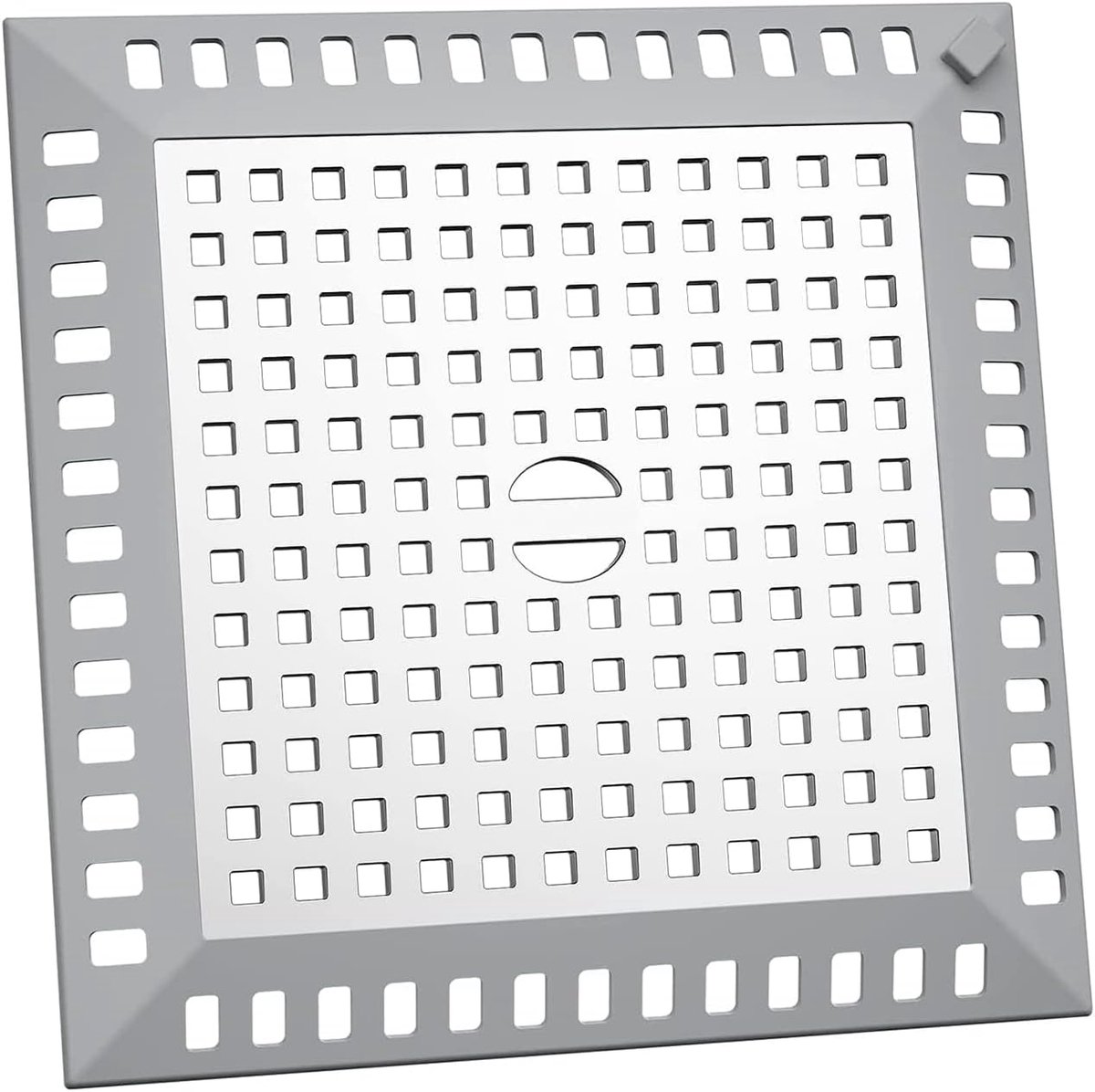 SnelShoppen - Haar Strainer Douche vierkante Afvoerputdeksel - Douche Strainer Afvoer Haar 12.5 x 12.5 cm Zilver - Hoogwaardige Afvoerfilter voor Badk