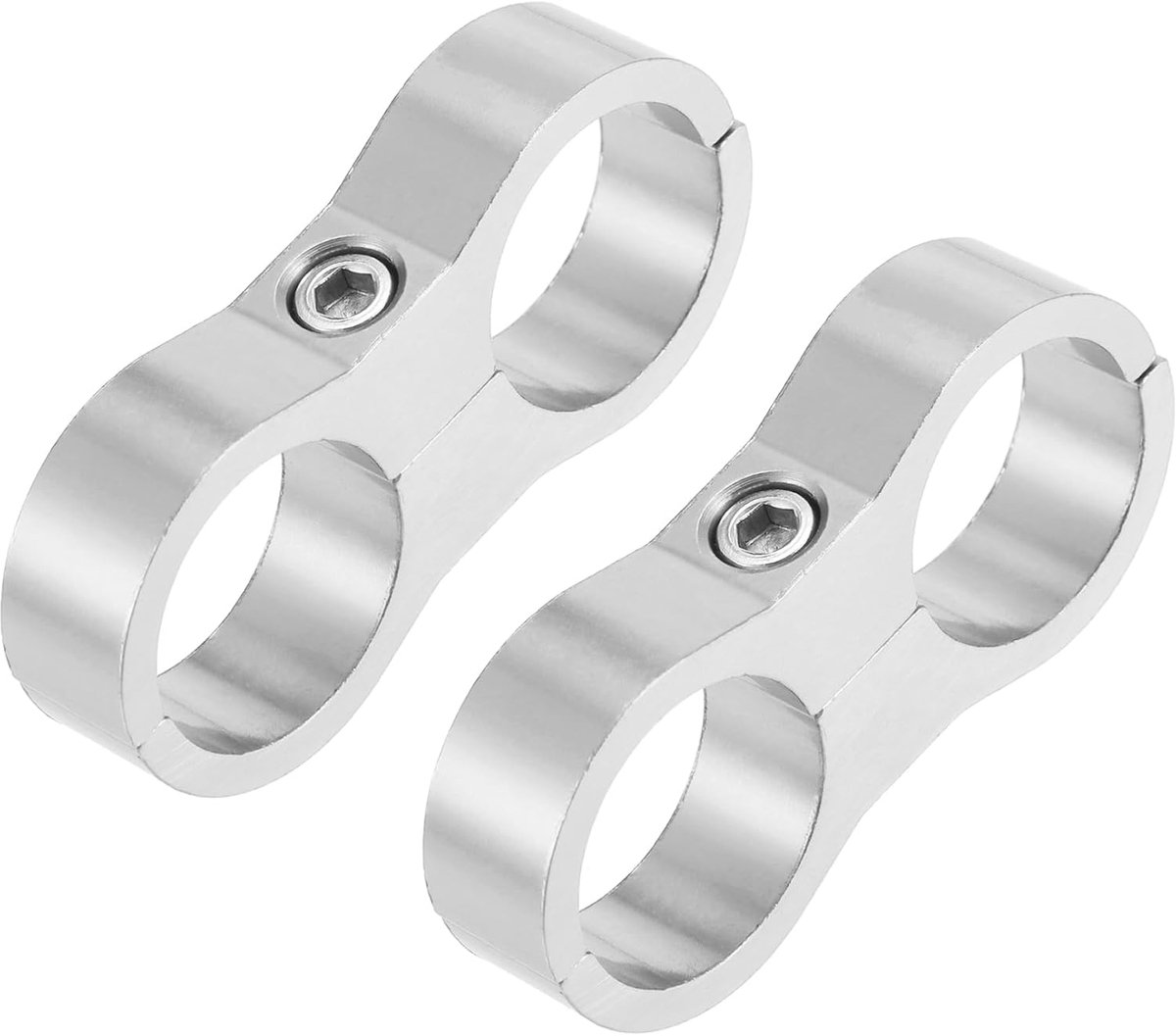 SnelShoppen - 2 Stuks Auto AN12 24mm Slangklem Aluminium Legering Zilver - Dubbelgaatjes Klem voor Brandstofslangen - Eenvoudig Te Installeren
