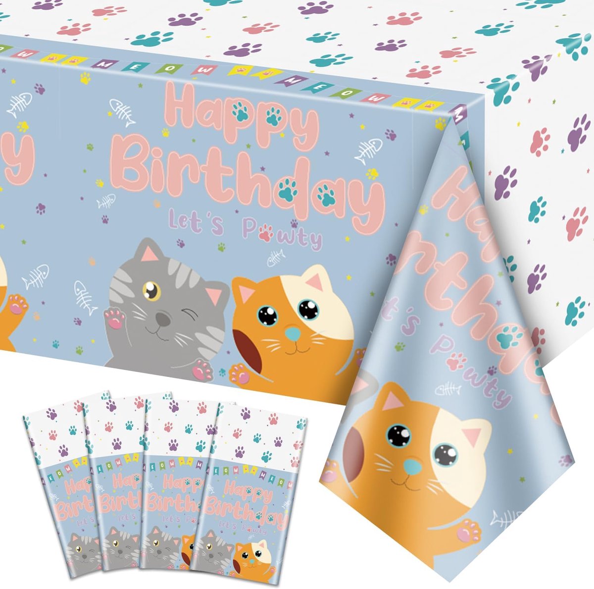 Tafellakens voor katten - 220x130cm - 4 stuks - schattige kitten versieringen voor verjaardagsfeestje - ShopVlot