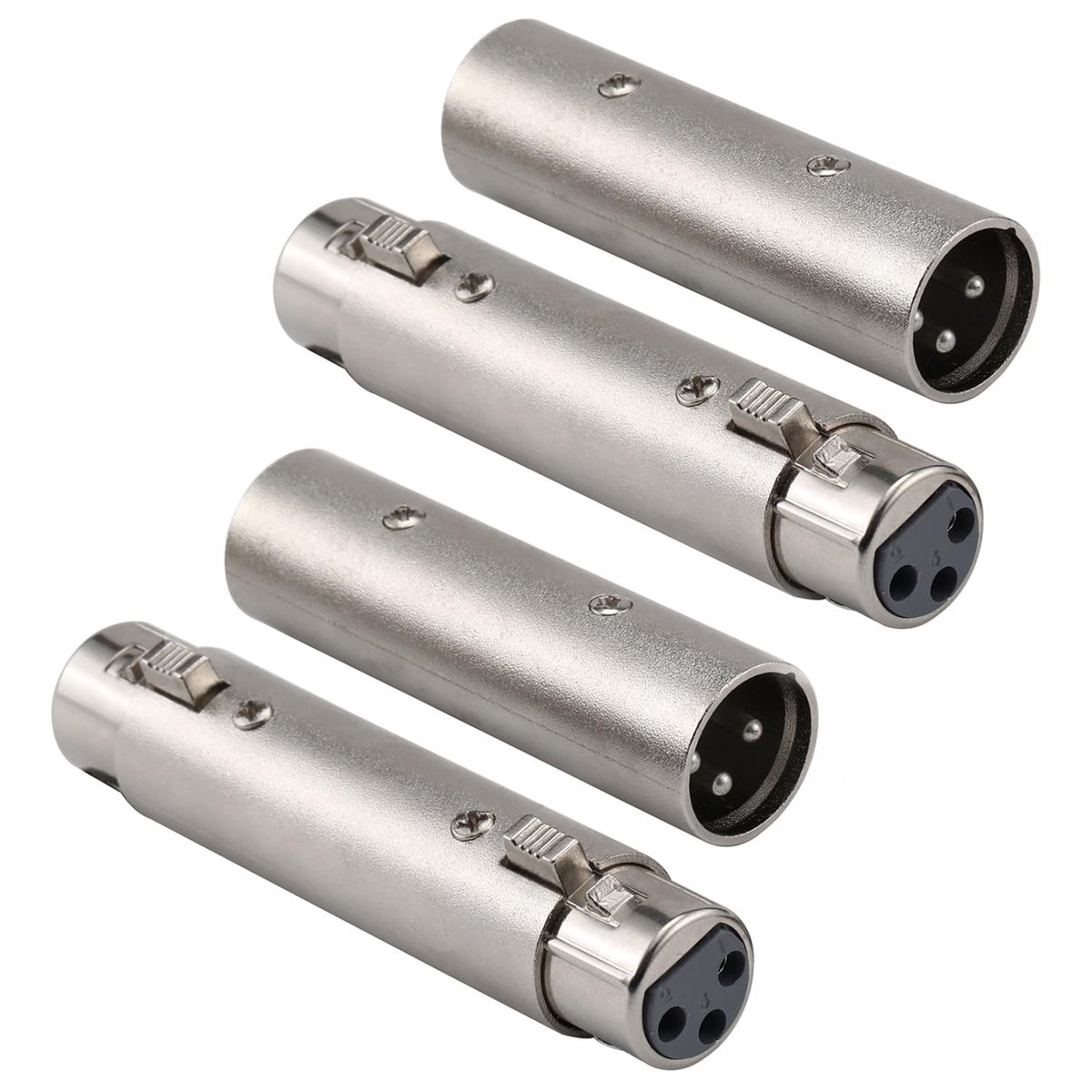 XLR naar XLR Gender Changer Adapter - 4 stuks - 3 Pin XLR man/vrouw - Professioneel en duurzaam - ShopVlot