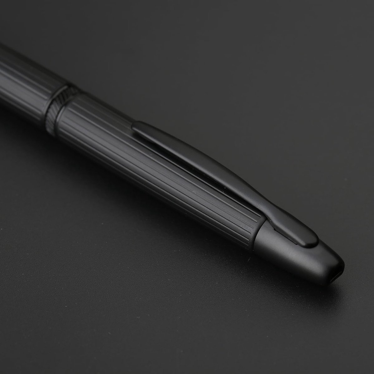 SnelShoppen - Majohn A1 Uittrekbare Vulpen Extra Fijne Punt met Doos, Met Warte Stripe Drukpen en Converter voor Snel Schrijven, Zwart Metalen Pen met