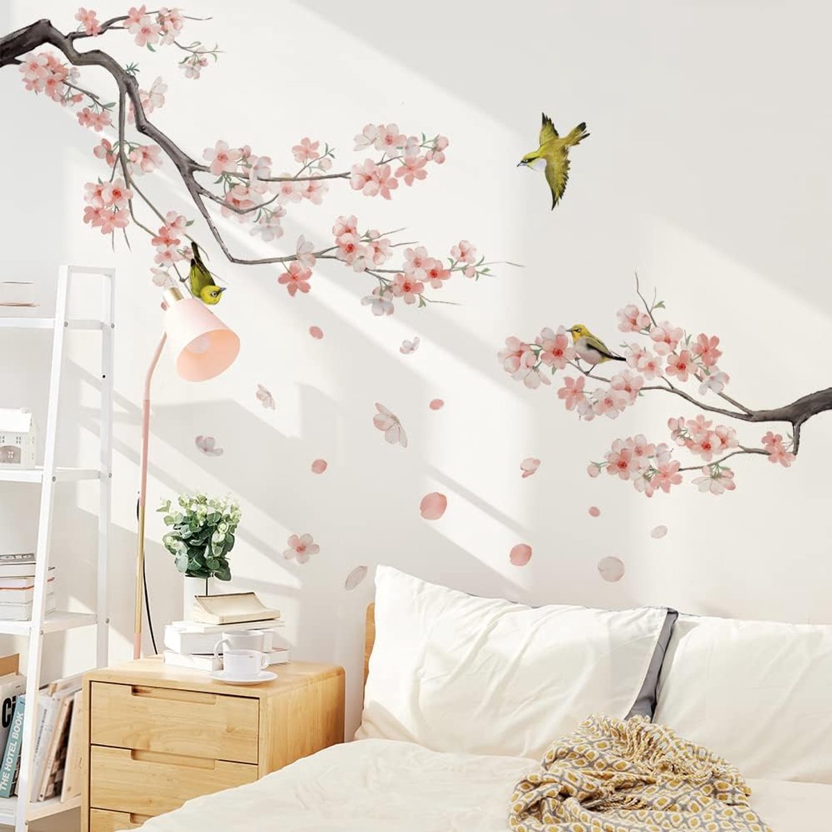 Muurstickers cherry blossom - Vinyl - Waterverf vogels - Perfect voor slaapkamer - ShopVlot