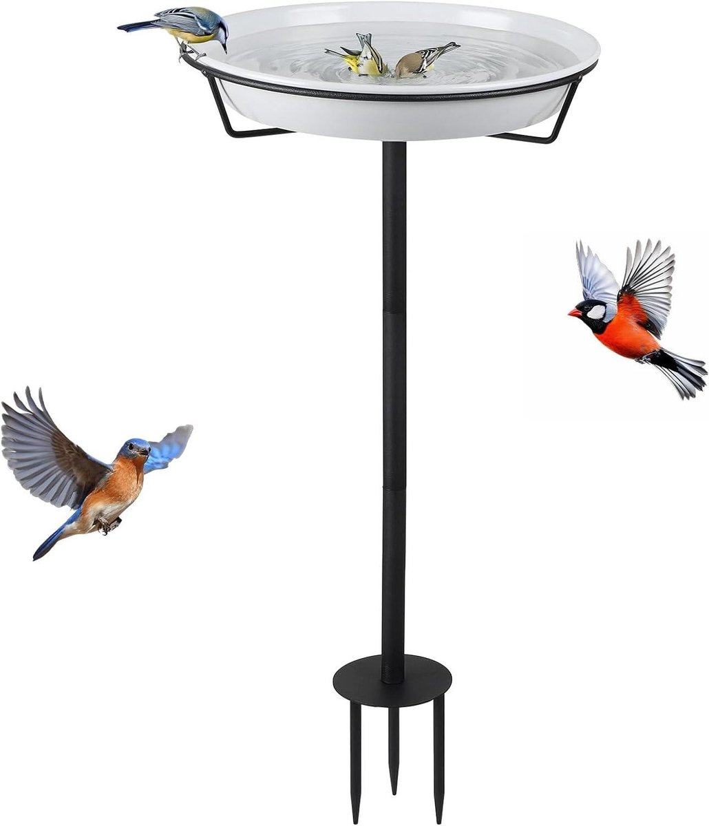 Vogelbad Stand - Tuin Voederstation - Vogels Voeren - Verstevigde Basis - 30 cm Diameter - Groen