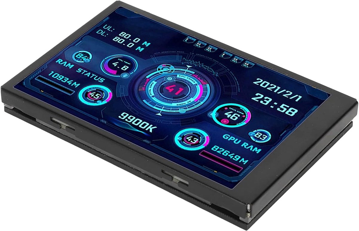 SnelShoppen - 3.5" PC Temperatuurweergave, Real-time Data Monitor voor Computer, CPU RAM HDD Monitor, IPS USB Volledig Scherm Mini Scherm, USB C PC Be