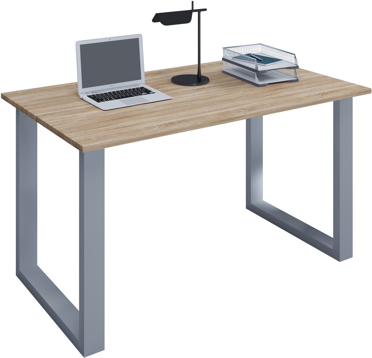 VCM Schreibtisch, 160 x 80 cm, Computertisch mit Metallgestell, Bürotisch für Homeoffice und Arbeitszimmer - Lona U