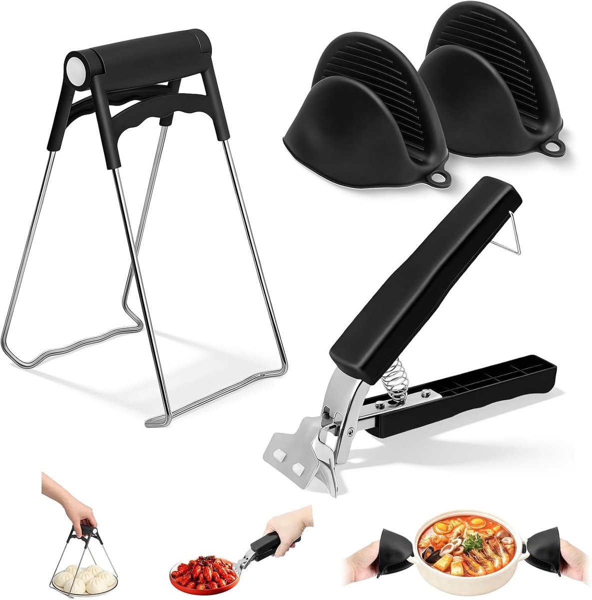 Multifunctionele keukentangen voor airfryer - 4 stuks, hittebestendig, antislip en veilig voor oven en magnetron