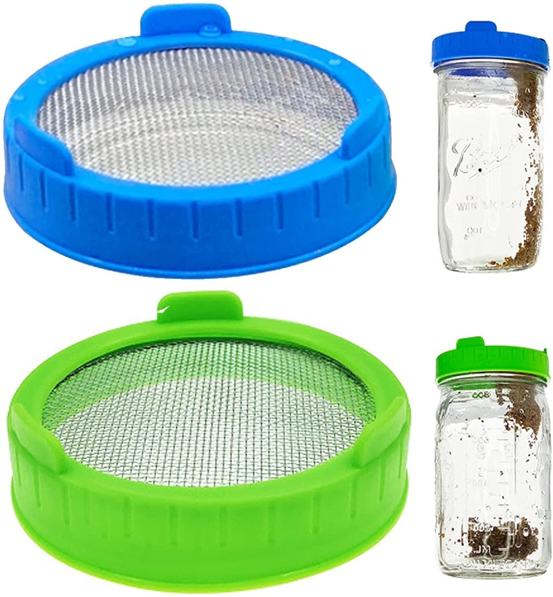 Set van 2 Spruitdeksels voor Inmaakglazen - RVS Strainer en Deksel voor Thuis Spruiten Kweken, Ideaal voor Gezonde Voeding en Groene Smoothies