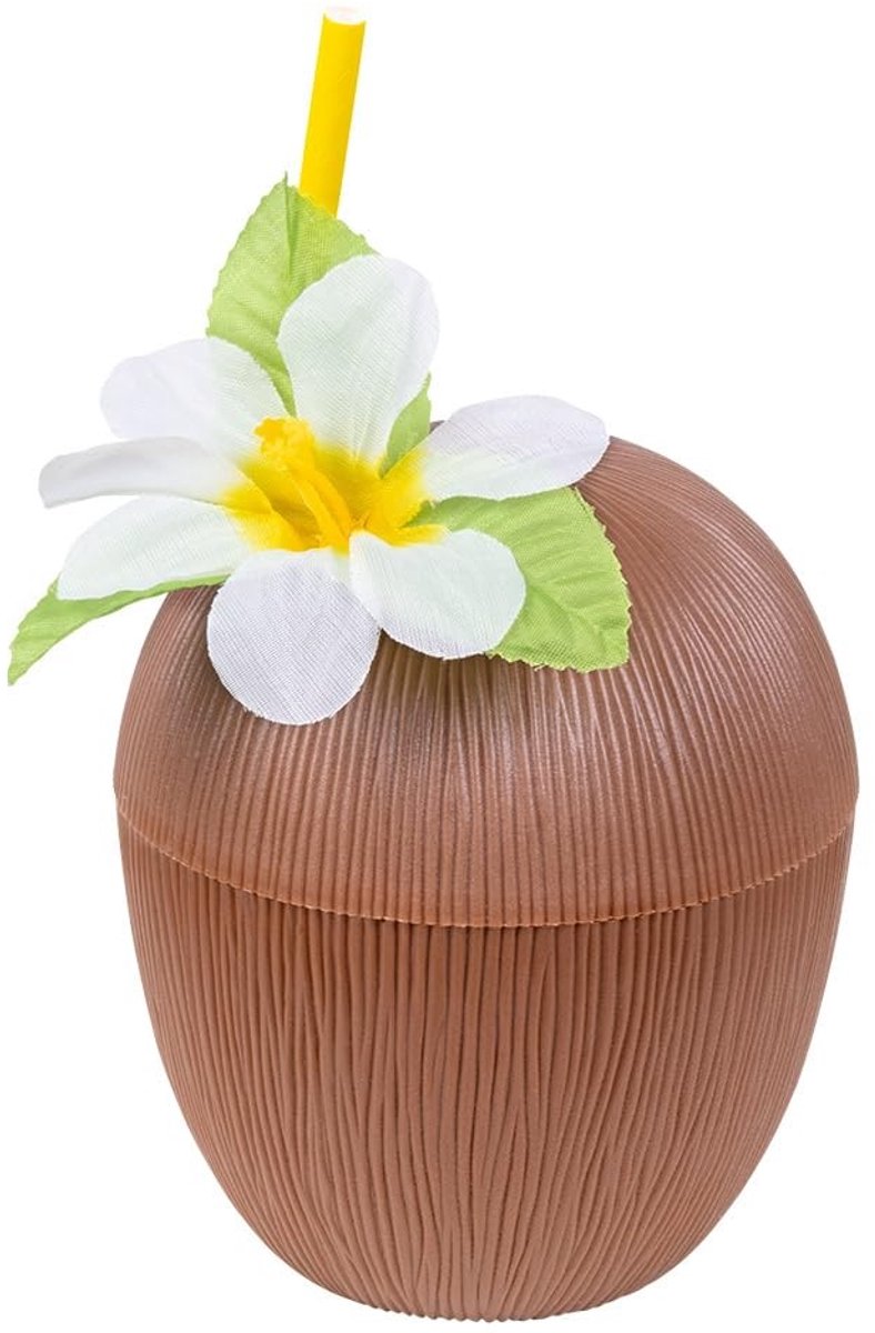 Solidchoice - Kokosnootbeker met Rietje en Bloem 400ml