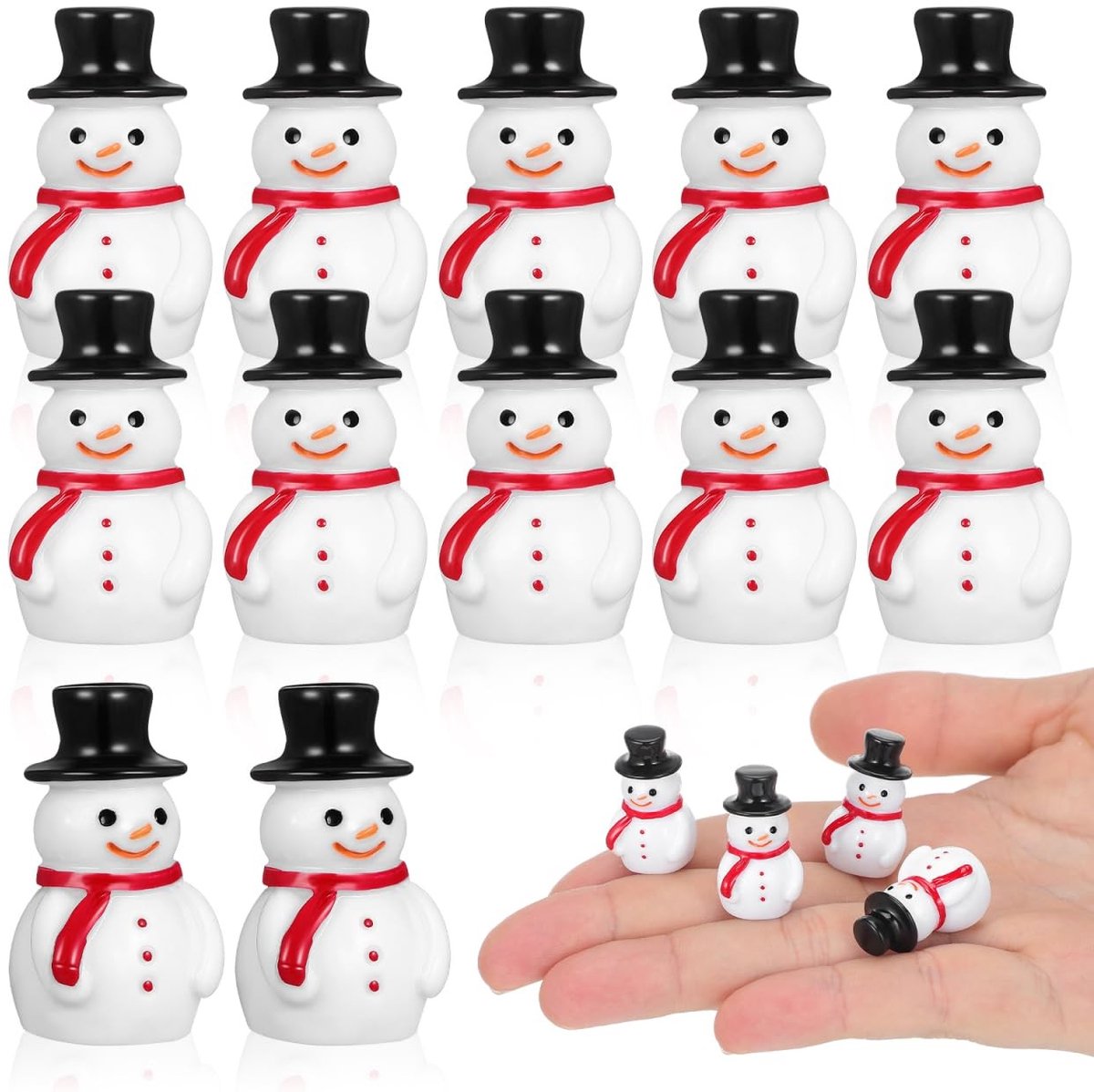 Solidchoice - Miniatuur Kerstsneeuwman - 20 Stuks Hars Sneeuwpop Beeldjes