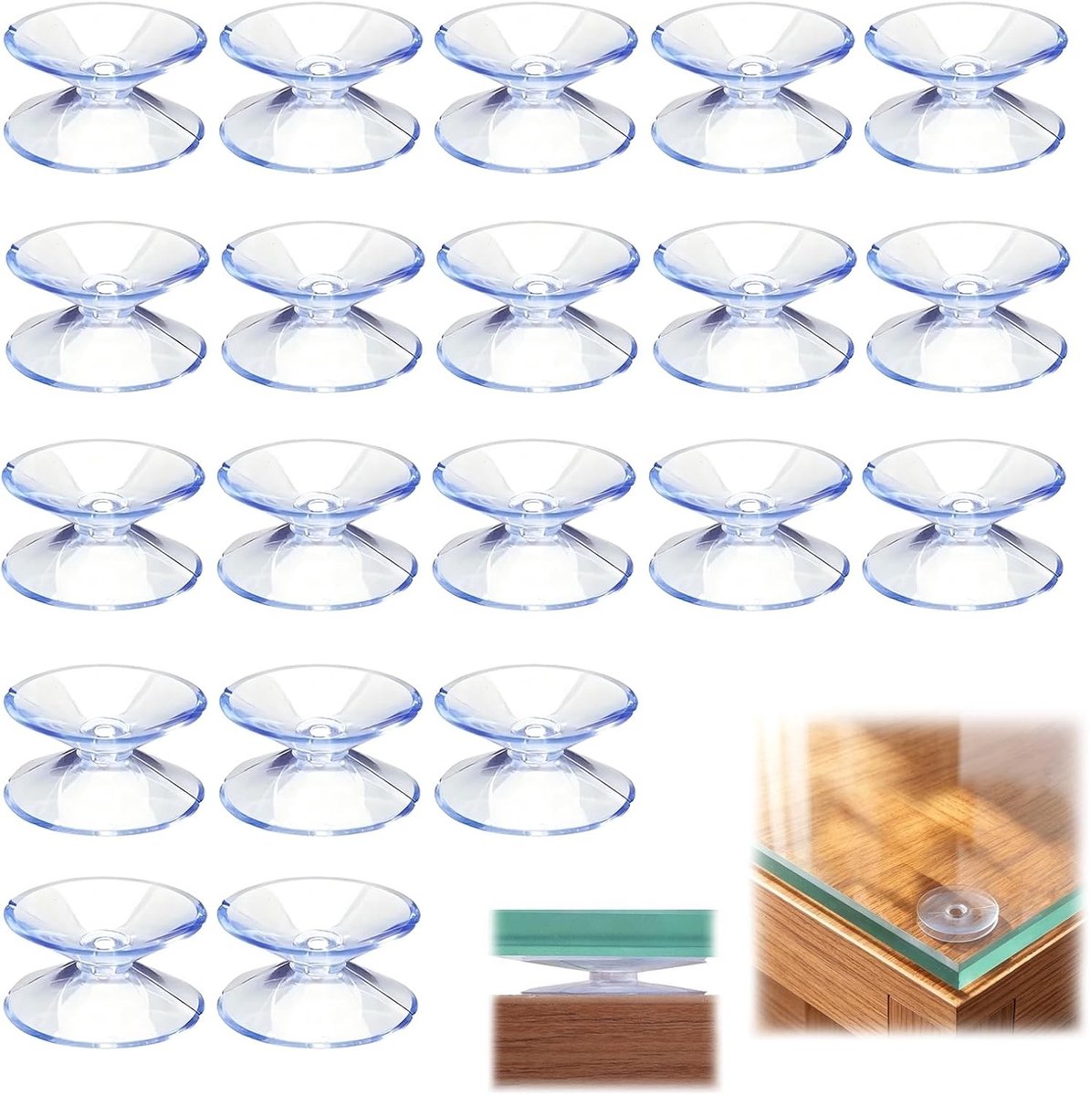 Dubbelzijdige Zuignappen - Transparant - 35 mm - Sterke Glaszuignappen voor Gladde Oppervlakken - Voor Decoratie en Kleine Voorwerpen