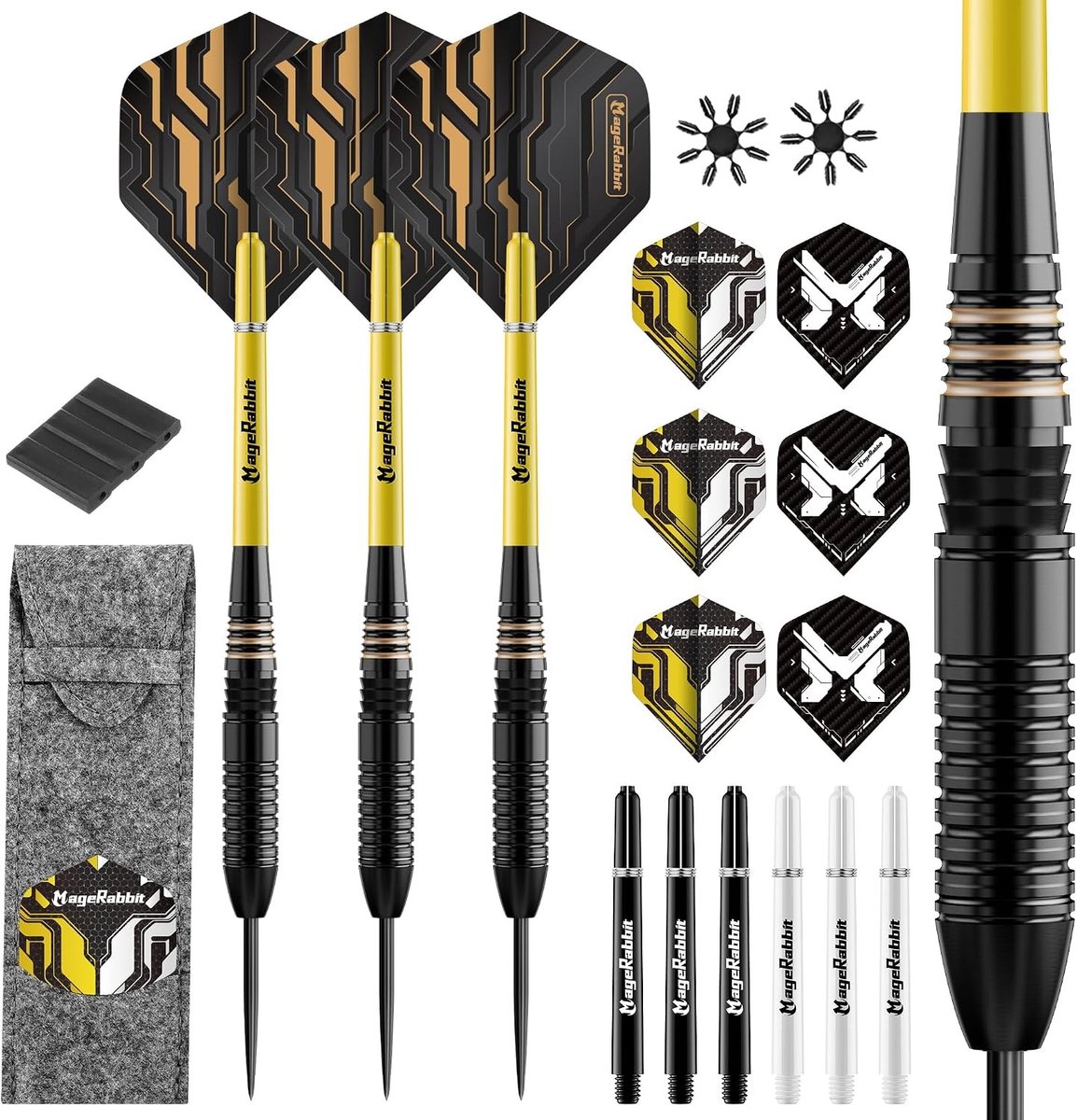 Steel Tip Darts Set - Zwart - Professionele Kwaliteit - Inclusief Flights en Schachten - Voor Dartspelers