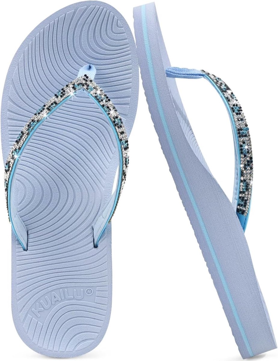 KuaiLu Rhinestone Women's Toe Separator Comfortable Arch Support Yoga Mat Cushion Sandals Fashion Summer Beach Travel - ShopVlot
