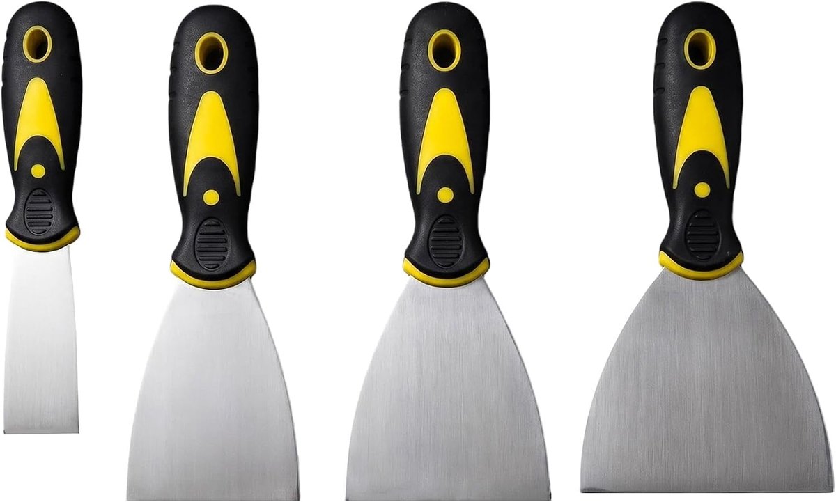 4 stuks complete spatels van roestvrij staal, coatingmes voor kauw- en beitswerk, 38 mm, 75 mm, 100 mm, 150 mm en - ShopVlot