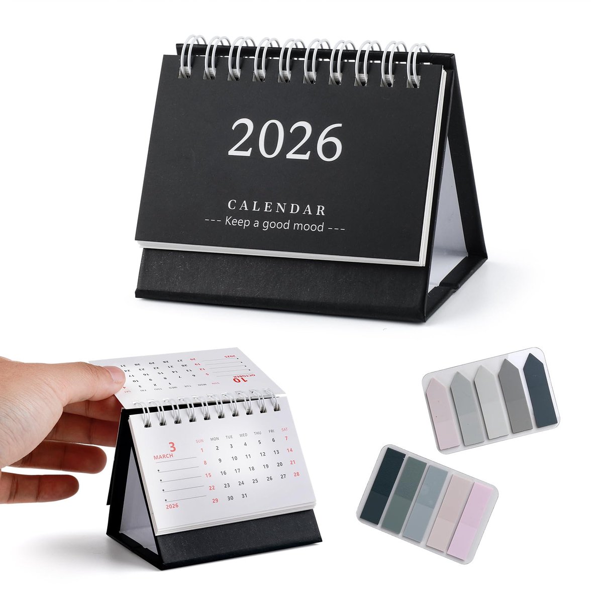Kleine Bureaukalender 2026 Mini Kalender Staande Flip Bureaukalender 2026 Metalen Ringbinding, Compact Formaat voor - ShopVlot