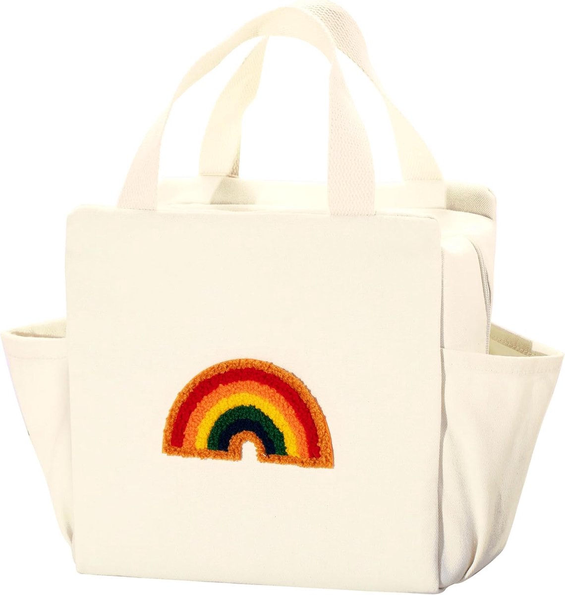 Urban Nest Insulated Lunch Bag and Cooler Bag Linen with Rainbow Embroidery (8 L), Large Capacity for Children and - ShopVlot
