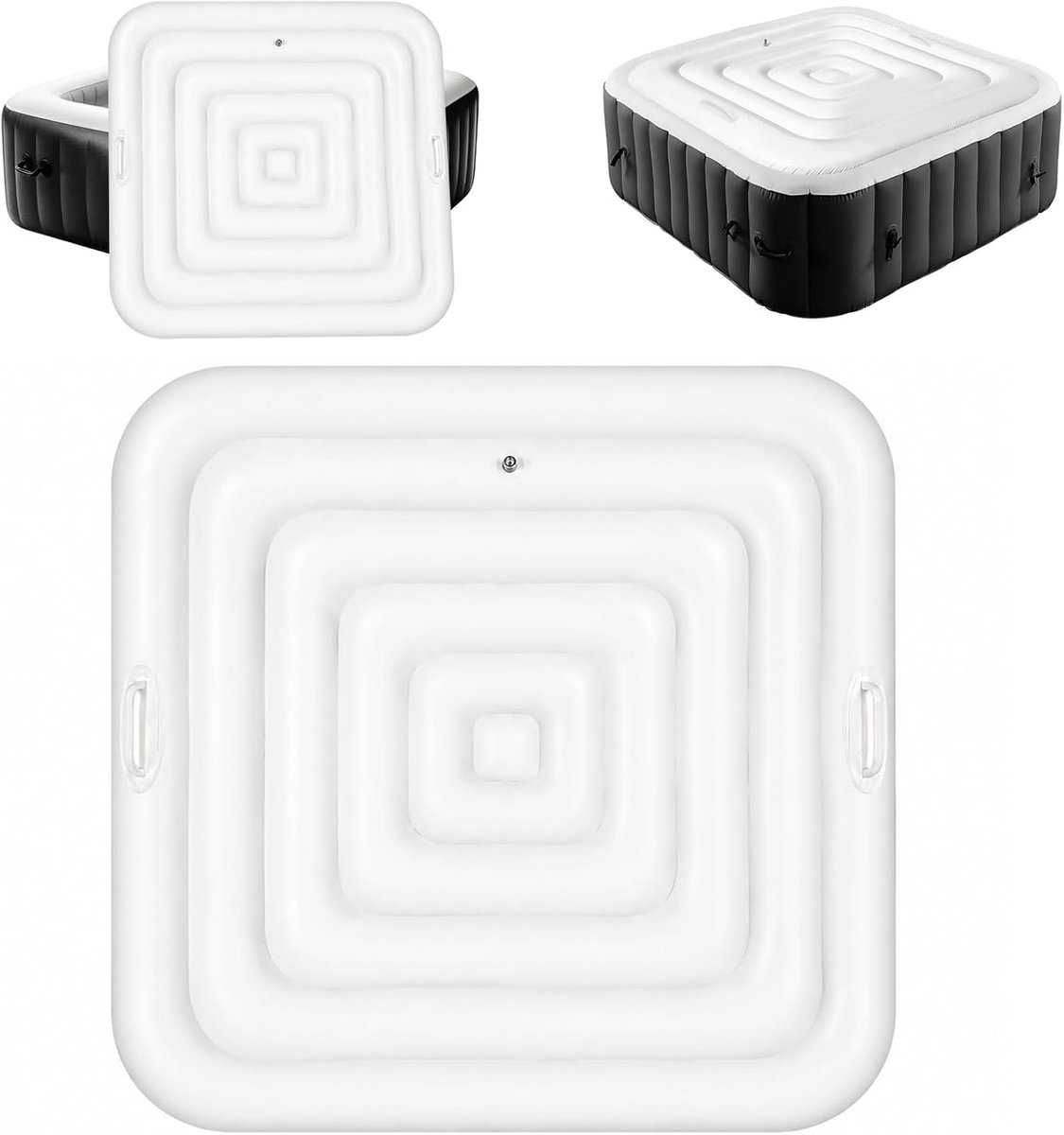 Pool Cover, Inflatable Bathtub Cover with Handles, Universal Inflatable Whirlpool Cover (White, Square, 130cm) - ShopVlot