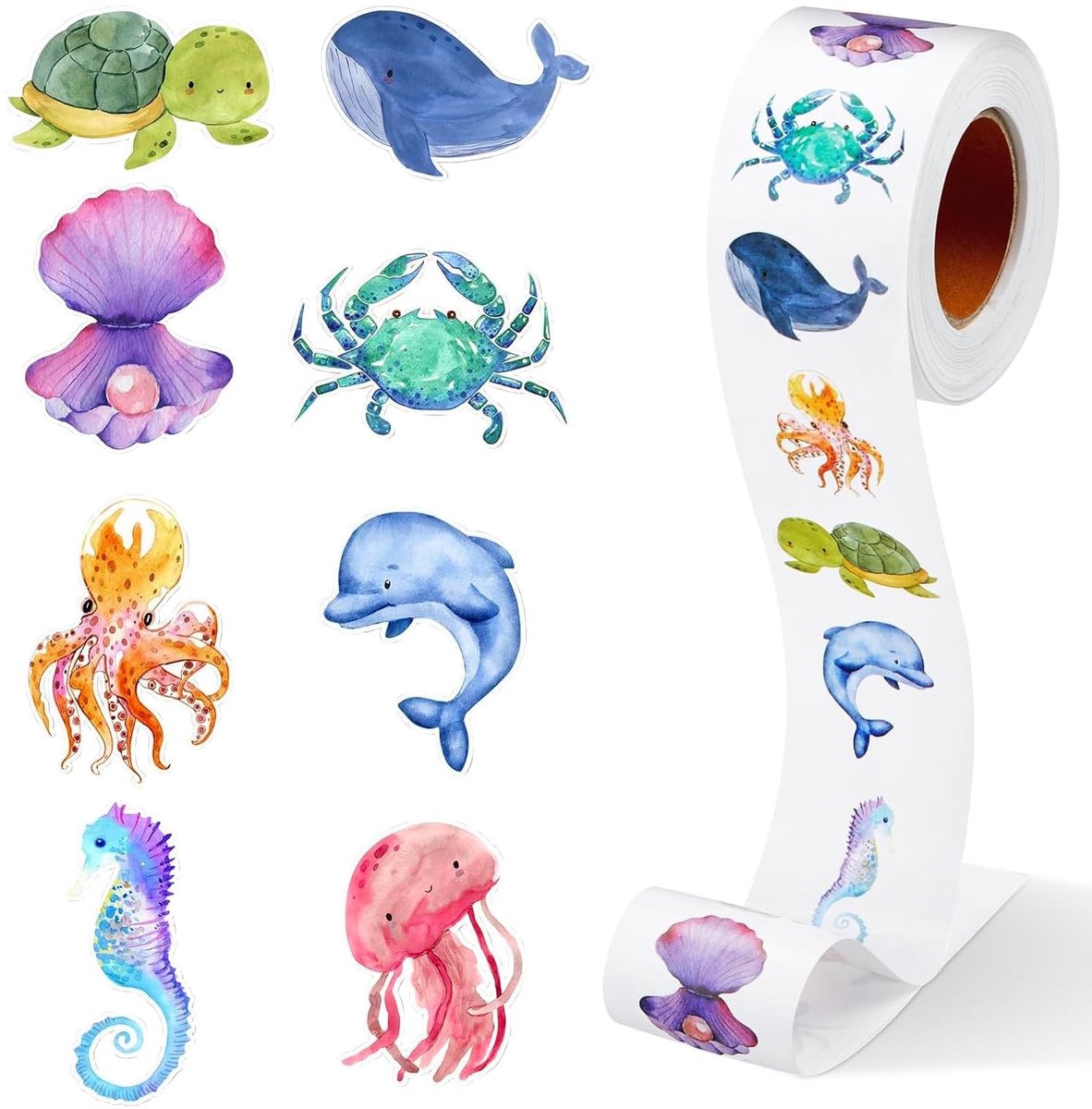 Solidchoice - Ronde Oceaan Dierenstickers - 500 Stuks voor Kinderen