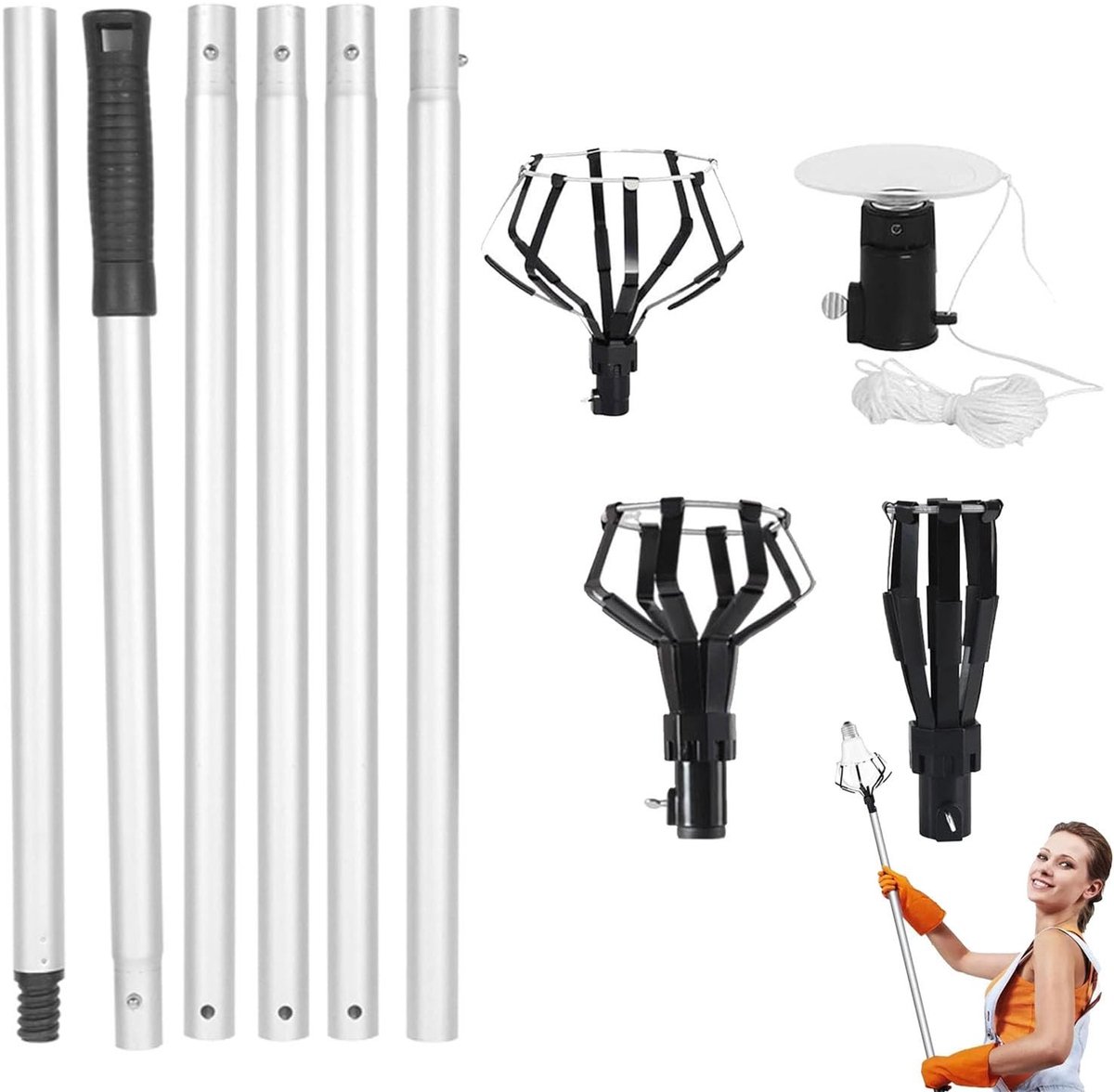 Solidchoice - Set van 5 Lampenwisselaars met Telecopische Stok