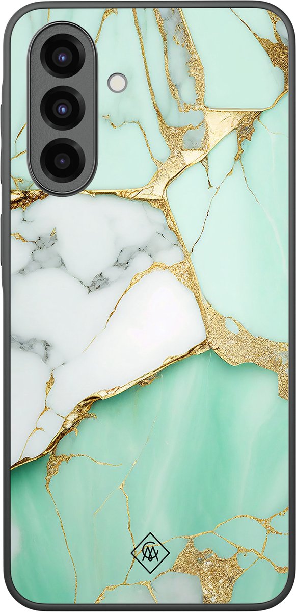 Casimoda® hoesje - Geschikt voor Samsung Galaxy A37 - Marmer Mint Goud - Zwart TPU Backcover - Marmer - Lime Groen