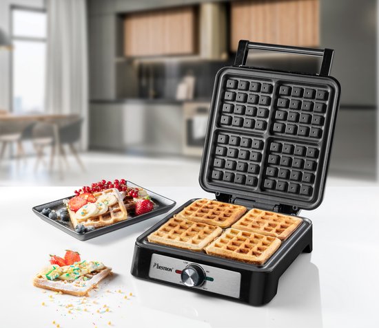 Bestron Wafelijzer ASW1600S - 4 Wafels per Bakbeurt - Instelbare Thermostaat - Antiaanbaklaag - 1600 W van Bestron — afbeelding 5