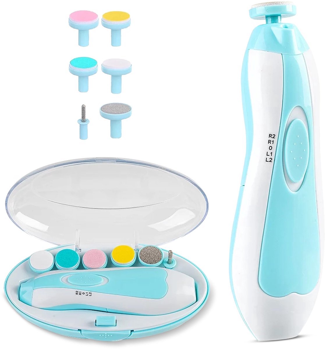 Casalora Elektrische Baby Nagelvijlen - Baby Nagelknipper - Manicure Set Baby - Nagelschaartje - 6 Vijlen - Oplaadbaar
