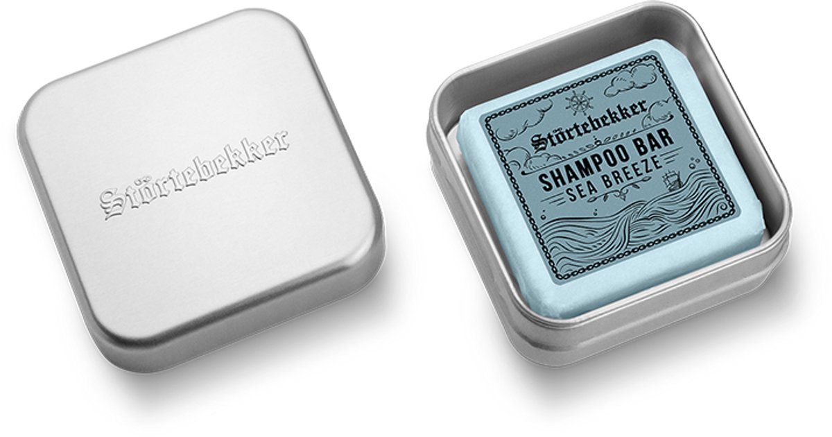 Störtebekker® Vaste Shampoo & Zeepdoos Set Sea Breeze - Shampoo Bar Set Heren met frisse zeebriesgeur - Vegan & Ontwikkeld Zonder Dierproeven - Zonder Sulfaten & Parabenen - Handgemaakt in Nederland
