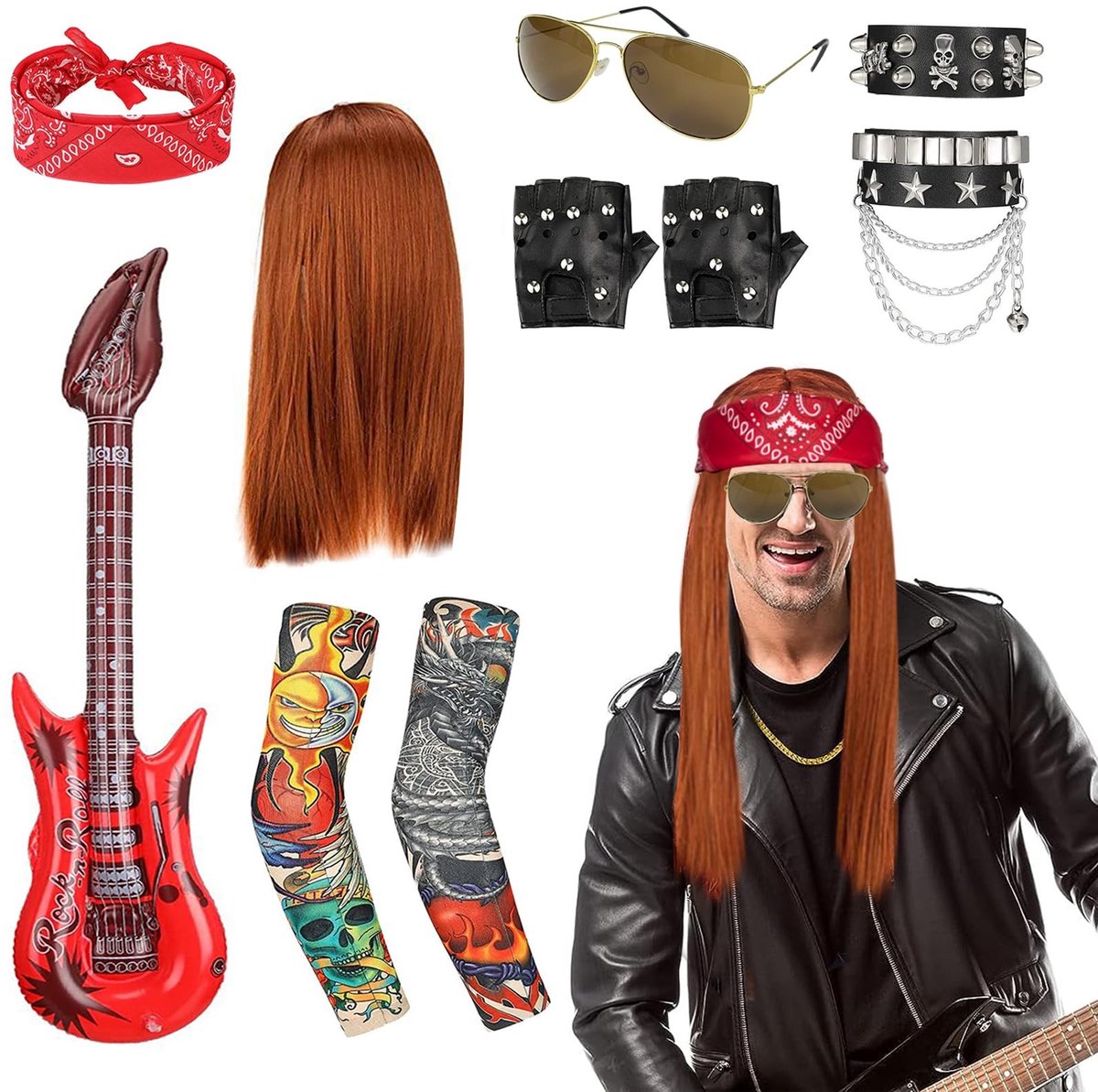Solidchoice - Rocker Kostuum Accessoire Set voor Mannen
