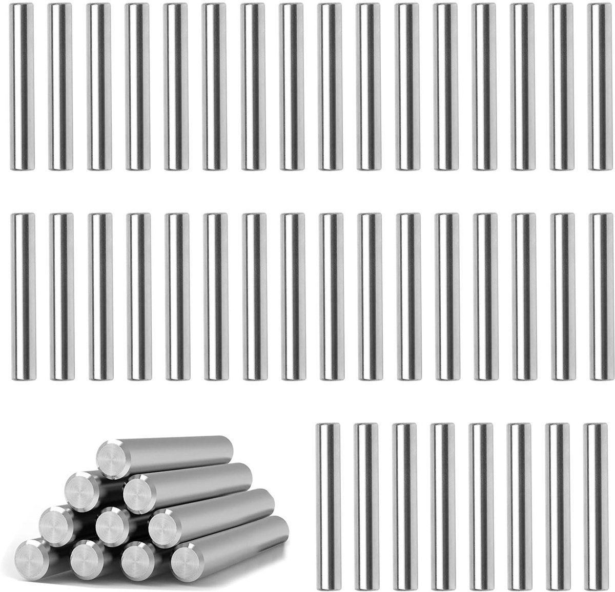 Solidchoice - Set van 40 Cilinderpennen van RVS