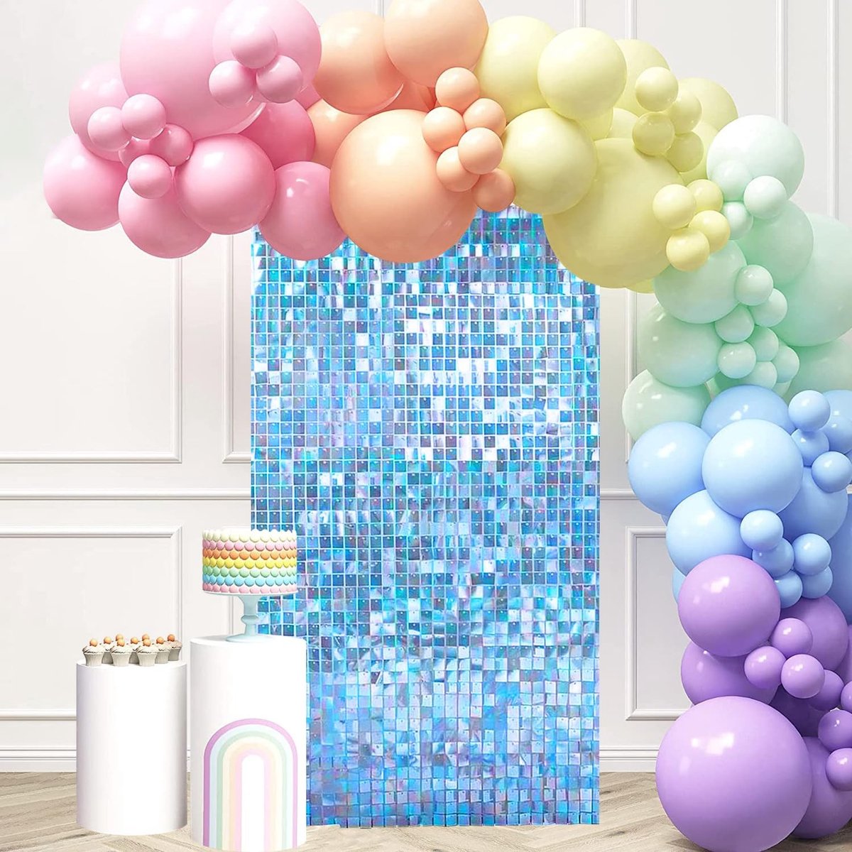 Solidchoice - Set van 12 Iridescente Blauwe Glitterpanelen voor Feestdecoratie