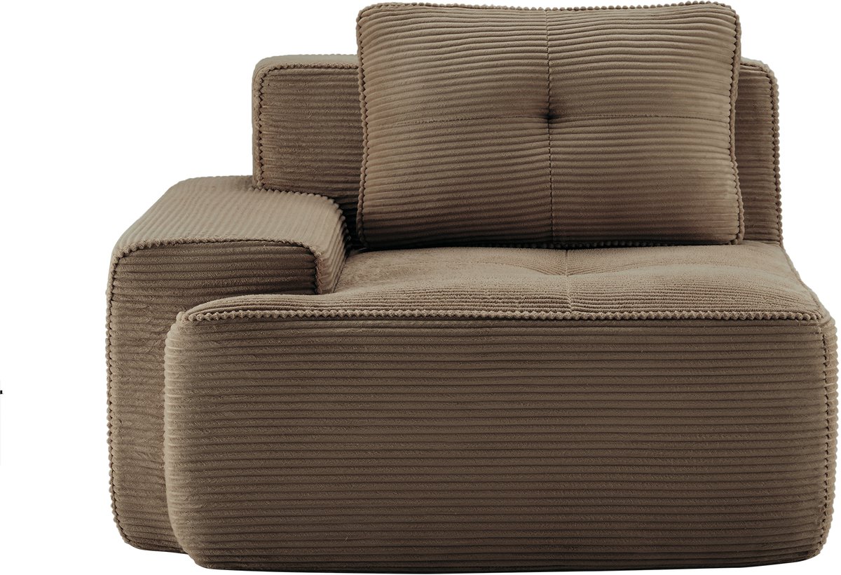 Modulaire Fauteuil 1-Zits - Cloud Sofa Zonder Frame Met Diepe Zit - Luxe Ribstof Lounge Stoel Met Kussen - Comfortabele Relaxstoel Voor Woonkamer - Bruin
