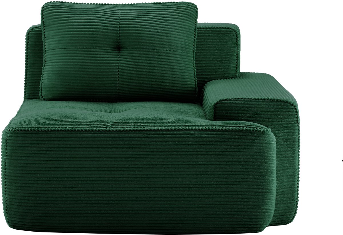 Modulaire Fauteuil - Ribcord Lounge Bank 1-Zits Met Kussen - Zachte Cloud Sofa Met Diepe Zit - Frameloze Relaxstoel Voor Woonkamer - Groen