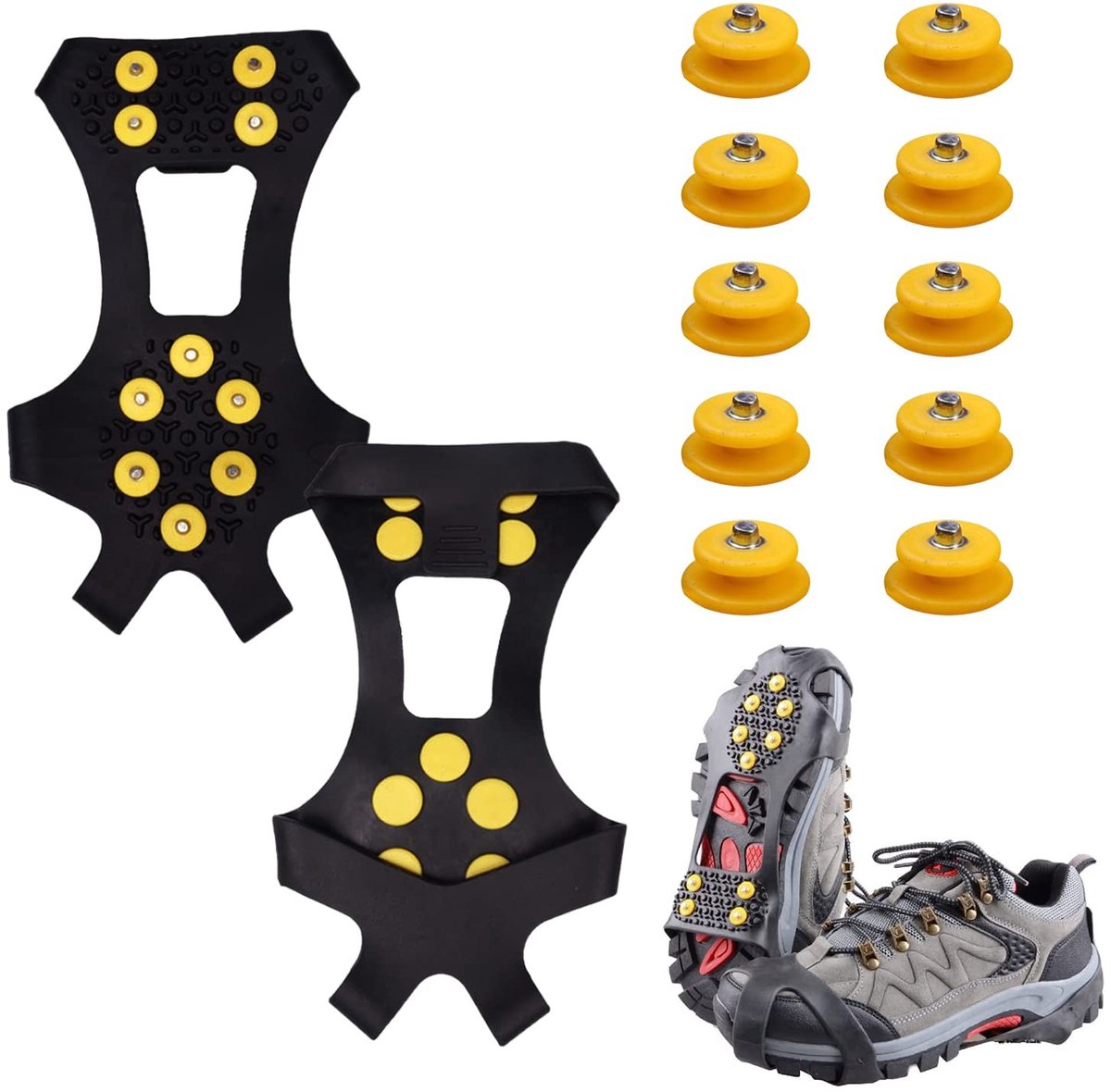 Solidchoice - Set van 1 Paar Antislip Schoenkettingen met 10 Spikes voor Diverse Activiteiten