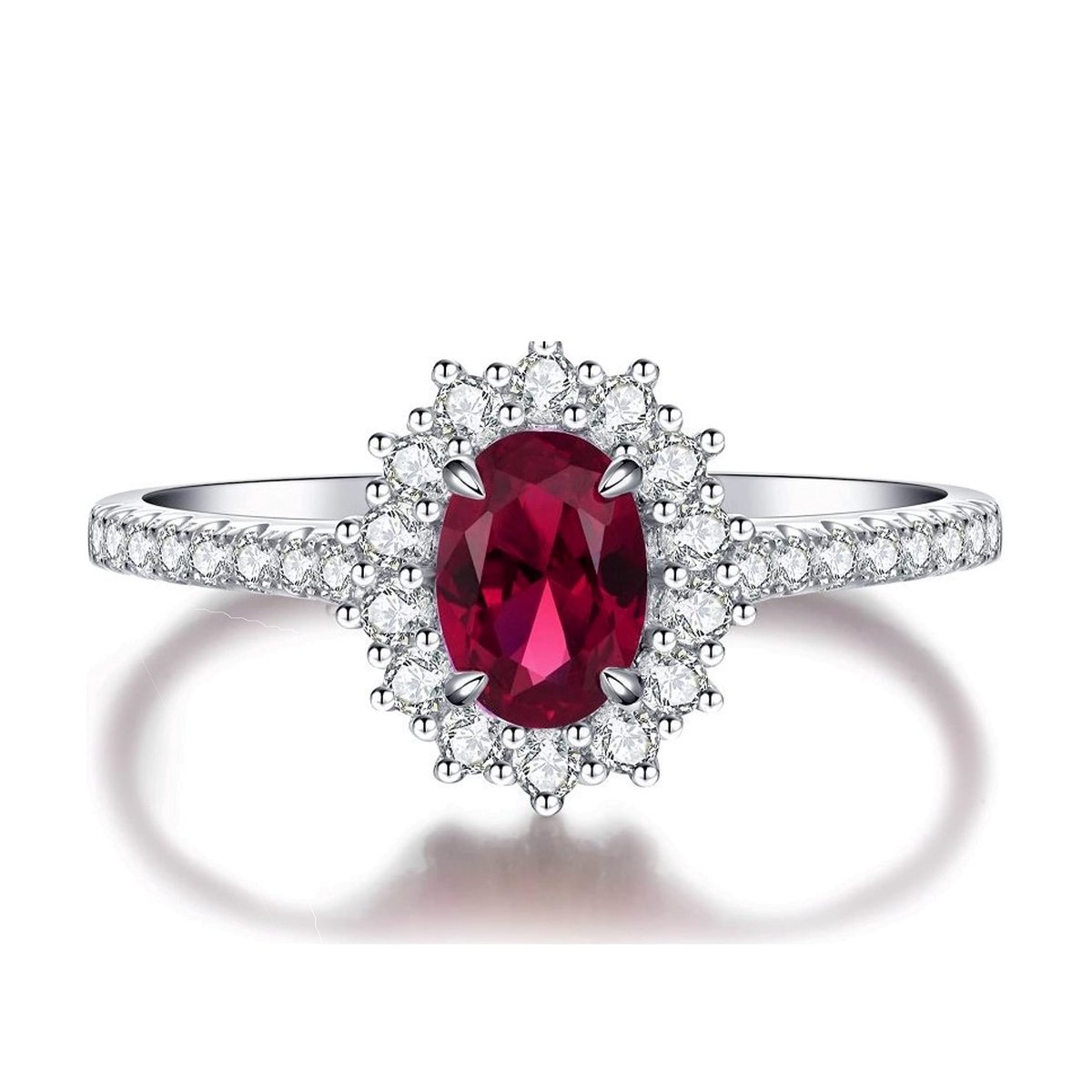 Solidchoice - Dames 925 Sterling Zilver Robijn Ring - Elegante Verlovingsring voor Vrouwen