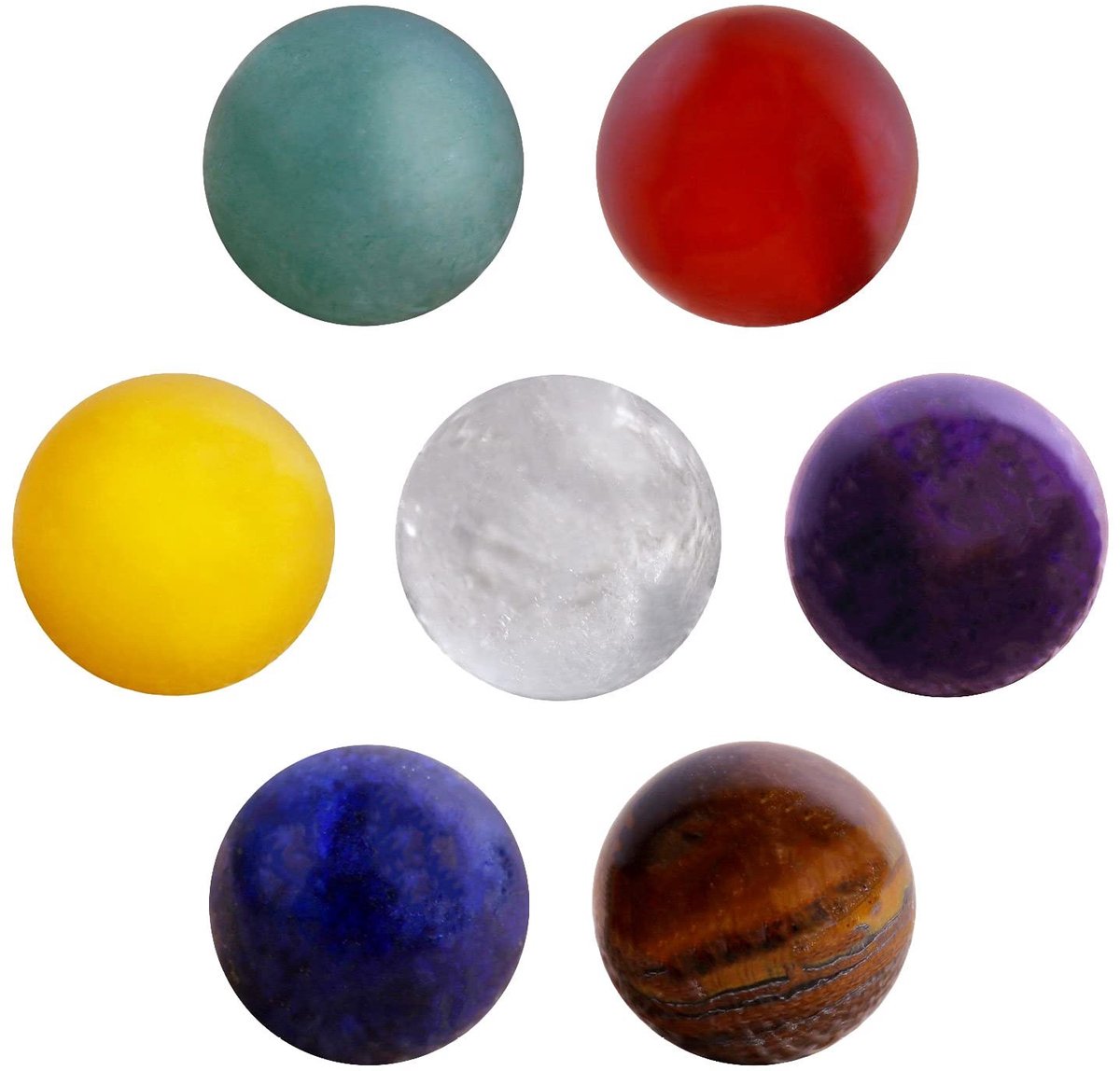Solidchoice - Set van 7 Chakra Edelstenen Ballen in Fluwelen Zakje
