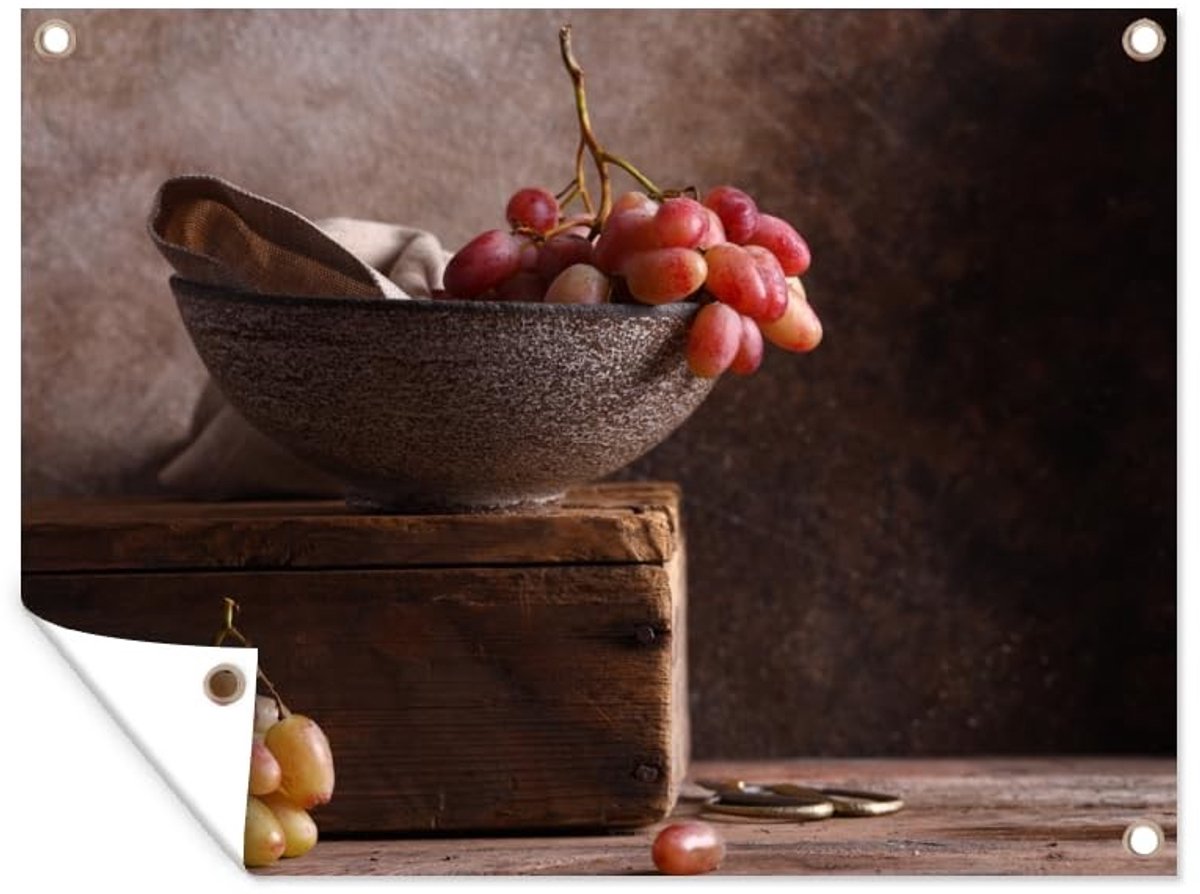 Solidchoice - Tuin Poster - 80x60 cm - Rustic Grapes Still Life Decoratie