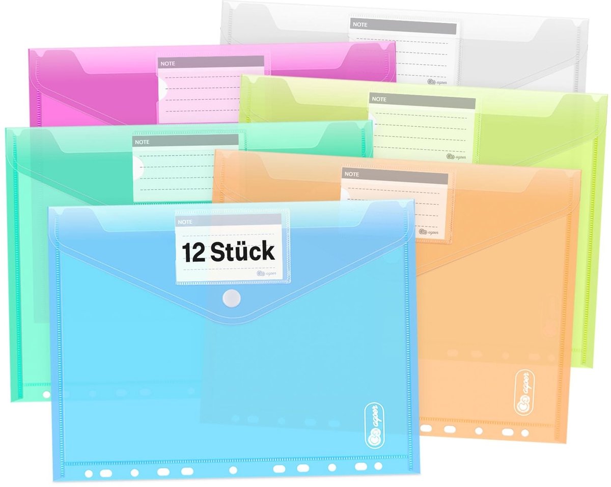 Solidchoice - Set van 12 A4 Plastic Documentmappen