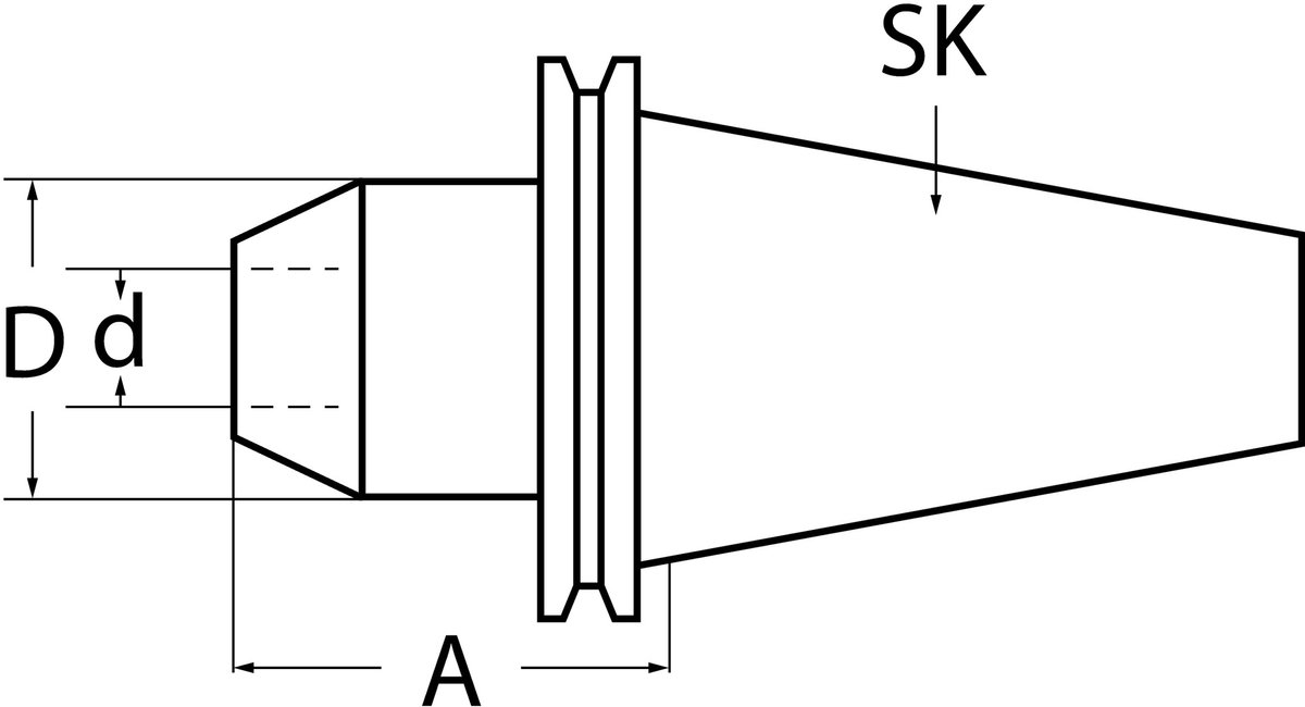 Vlakke spankop DIN 69871AD Weldon spankop D.12mm SK40 A.-L.100mm TECWERK