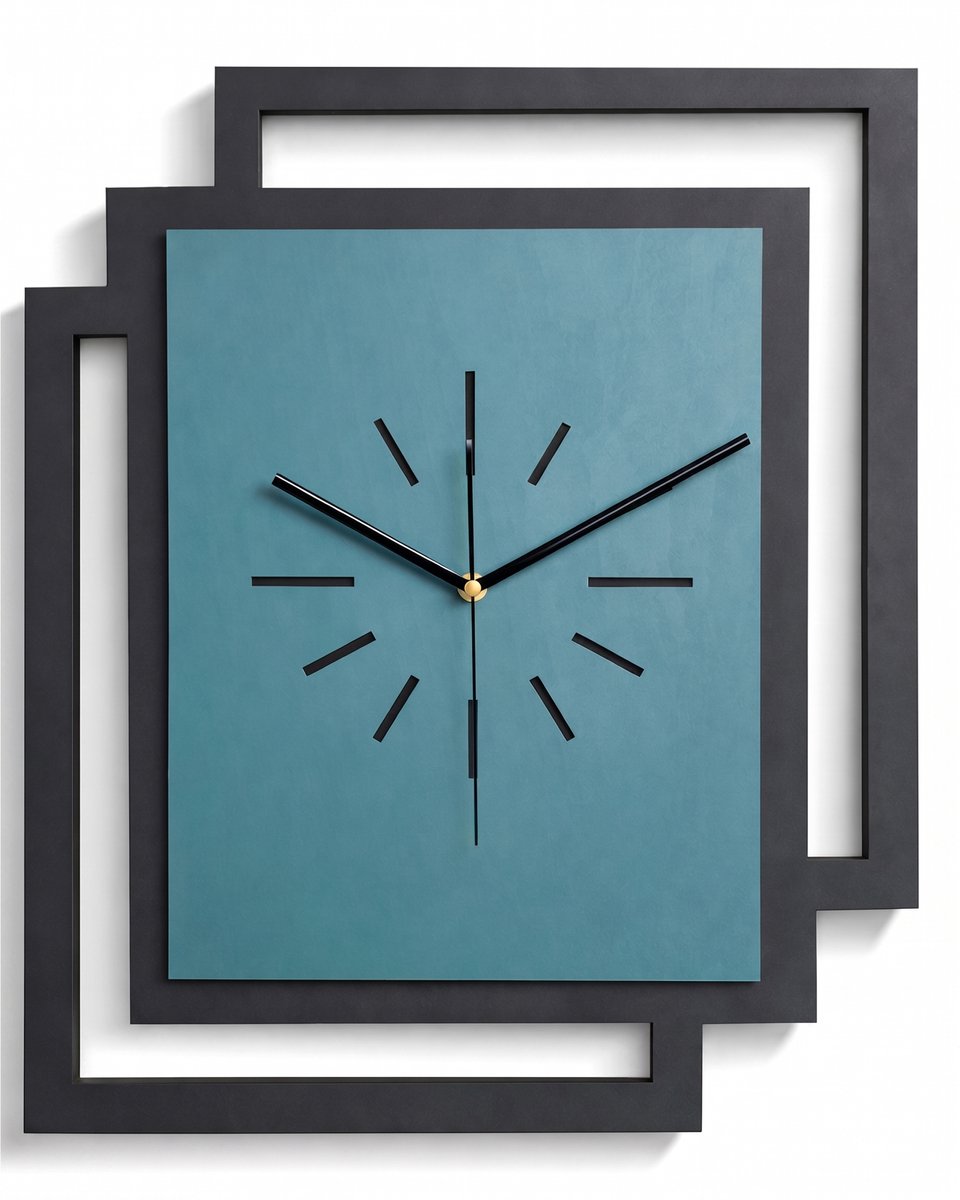 Handgemaakte Grote Houten Wandklok – Modern Minimalistisch Design, Rechthoekig Verticaal, Geruisloos, Zonder Tikkend Geluid – Voor Woonkamer, Slaapkamer, Keuken – Unieke Wanddecoratie, Industrieel Design & Stil Uurwerk, zwart en groen