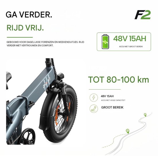 20x4.0" Elektrische Fiets- Verwijderbare batterij 48V 15Ah -Actieradius 100km - Motor 250W - Shimano 7 versnellingen - 20 Inch opvouwbare City Commuter E-Bike - Elektrische vouwfietsen - Groente — afbeelding 4