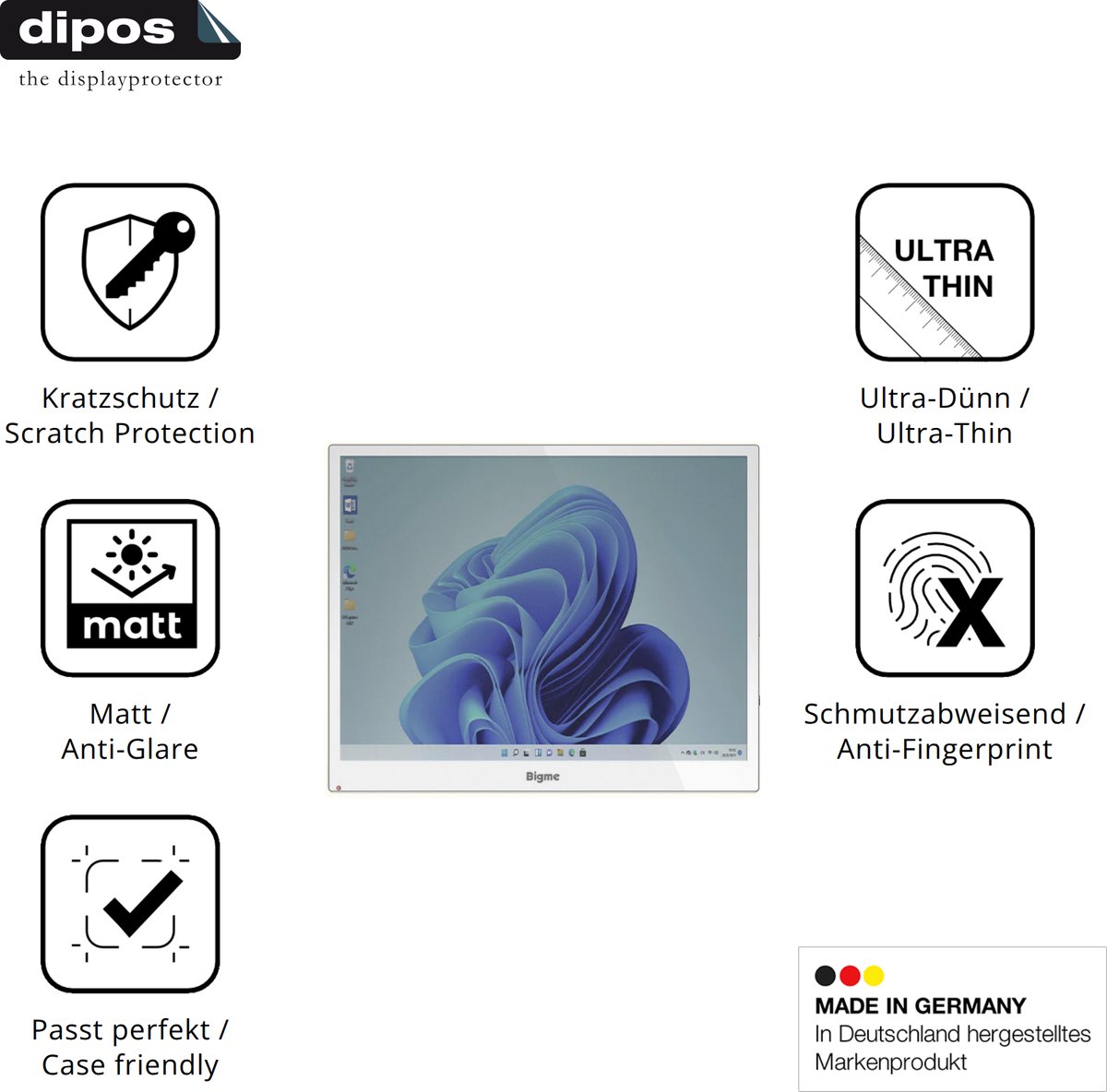 dipos – 2x Matte Beschermfolie geschikt voor Bigme B13 | Krasbestendige & antireflecterende Screenprotector Ultra-Thin