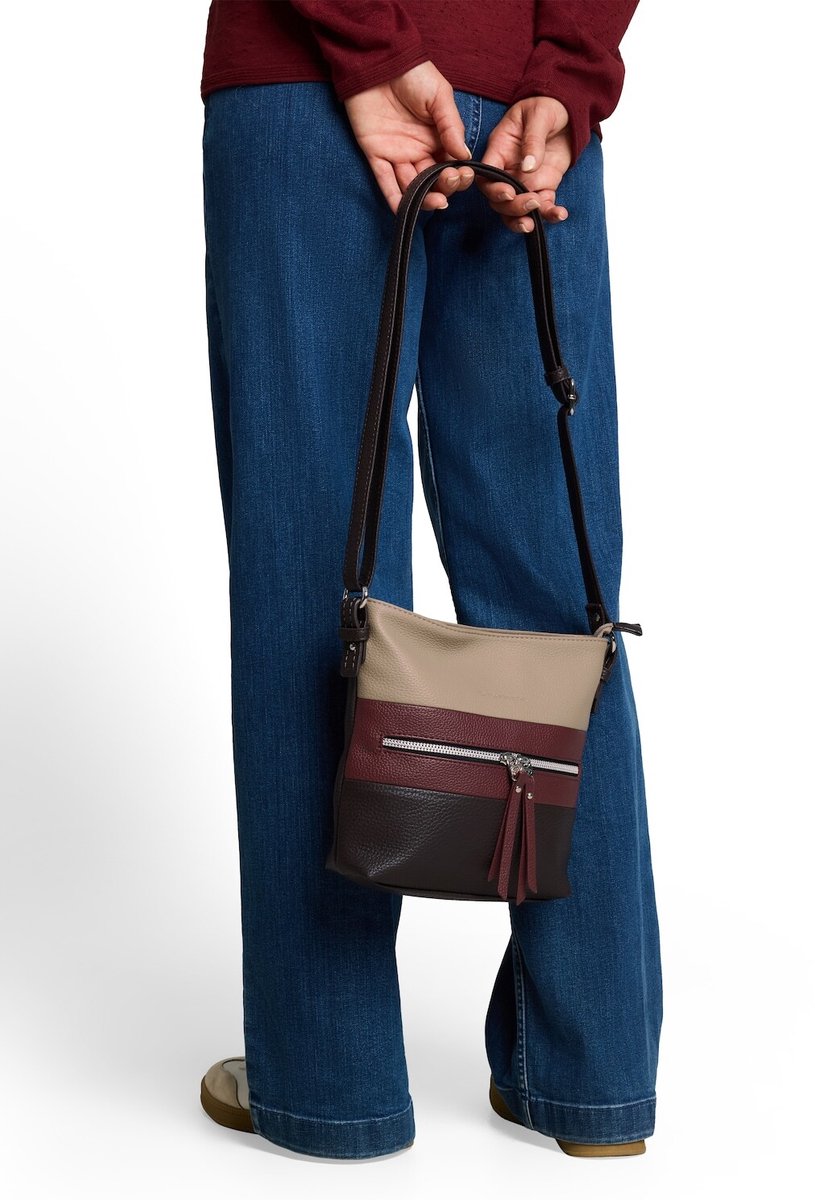 Tom Tailor - TTELLEN M schoudertas met colour-blocking - Maat ONESIZE - dark brown